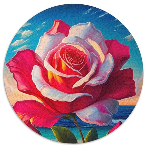 Rose 1000 Jigsaw Puzzles Creative Gifts schöne Blume Round Puzzle Educational Stress Relieving Toy Adult Sophisticated for Teenagers and Adults1000pcs (67.5x67.5cm) von JCOUSDAEO