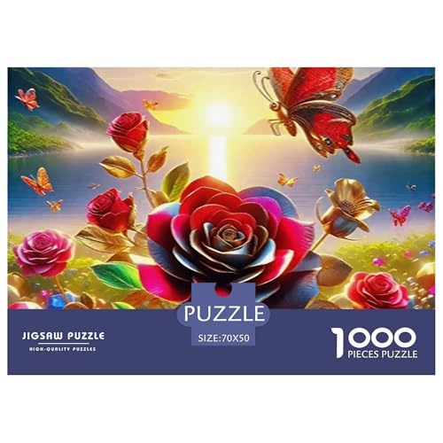 Rose 1000-teilige Puzzles EIN Herausforderndes Rätsel, schöne Blume Puzzles Für Erwachsene Lernspiel Herausforderungsspielzeug Kinder70x50cm/1000pcs von JCOUSDAEO