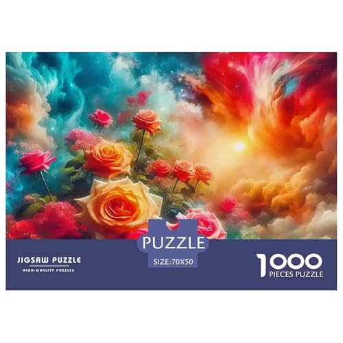 Rose 1000-teilige Puzzles Farbenfrohes Puzzle Für Erwachsene Und Kinder schöne Blume Geschicklichkeitsspiel Für Die Ganze Familie,buntes Legespiel70x50cm/1000pcs von JCOUSDAEO