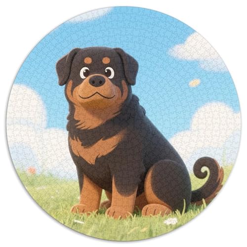 Rottweiler ​ 1000 Jigsaw Puzzles Presents Süße Haustiere Round Puzzle Educational Stress Relieving Toy Adult Sophisticated Puzzle for Adults1000pcs (67.5x67.5cm) von JCOUSDAEO