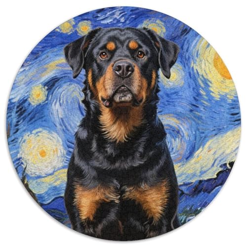 Rottweiler ​ 1000 Puzzle Presents Haustier Hund Round Jigsaw Educational Stress Relieving Toy Adult Sophisticated for Adults1000pcs (67.5x67.5cm) von JCOUSDAEO