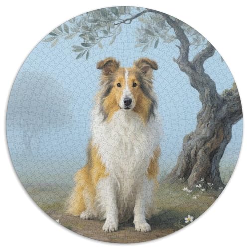Rough Collie 1000 Jigsaw Puzzles Presents niedlich Hund Round Puzzles Educational Stress Relieving Toy Adult Sophisticated for Teenagers and Adults1000pcs (67.5x67.5cm) von JCOUSDAEO