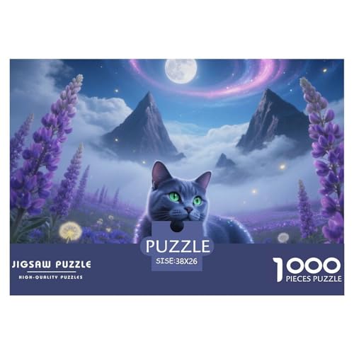 Russisch Blau 1000 Piece Puzzle Puzzle for Men and Women Haustier Katze Puzzle Games for The Whole for Women, Gifts for Men for Older Children38x26cm/1000pcs von JCOUSDAEO