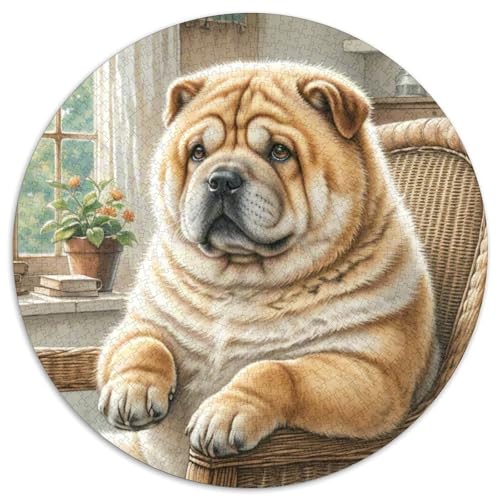 Schar Pei ​ 1000 Jigsaw Puzzles Creative Gifts Süße Haustiere Round Puzzle Educational Stress Relieving Toy Adult Sophisticated Puzzle for Adults1000pcs (67.5x67.5cm) von JCOUSDAEO
