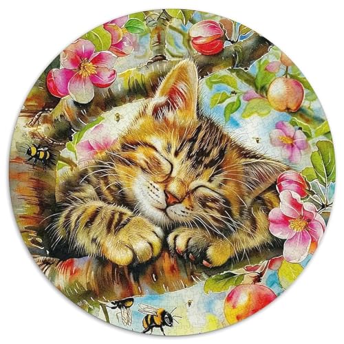 Schlafende Katze 1000 Jigsaw Puzzles Creative Gifts Niedliche Katze Round Puzzle Educational Stress Relieving Toy Adult Sophisticated for Adults1000pcs (67.5x67.5cm) von JCOUSDAEO