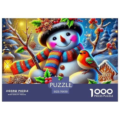 Schneemann 1000-teilige Puzzles EIN Herausforderndes Rätsel, Warm Winter Days Puzzles Für Erwachsene Lernspiel Herausforderungsspielzeug Kinder70x50cm/1000pcs von JCOUSDAEO