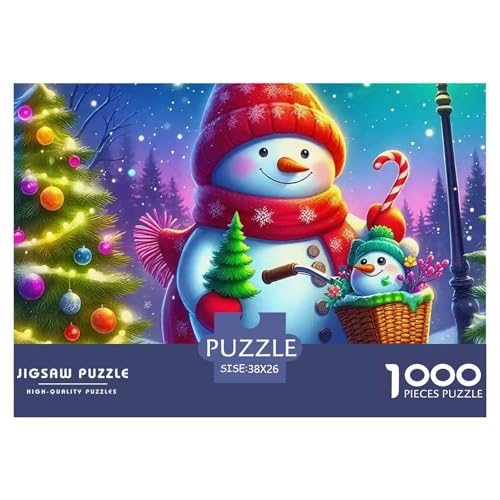 Schneemann 1000-teilige Puzzles Klassische Puzzles Schwer Für Erwachsene Und Kinder Warm Winter Days Puzzles Für Erwachsene Lernspiel Herausforderungsspielzeug Erwachsenenpuzzle 38x26cm/1000p von JCOUSDAEO