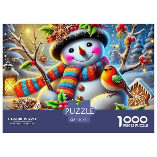 Schneemann Puzzle 1000 Teile EIN Herausforderndes Rätsel, Warm Winter Days Puzzles Für Erwachsene Lernspiel Herausforderungsspielzeug 1000-teilige Puzzles Kinder70x50cm/1000pcs von JCOUSDAEO
