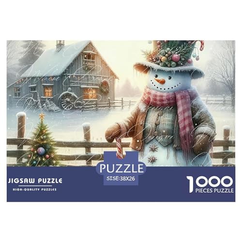 Schneemann Puzzle 1000 Teile Farbenfrohes Puzzle Für Erwachsene Und Kinder Warm Winter Days Geschicklichkeitsspiel Für Die Ganze Familie, 1000-teilige Puzzles38x26cm/1000pcs von JCOUSDAEO