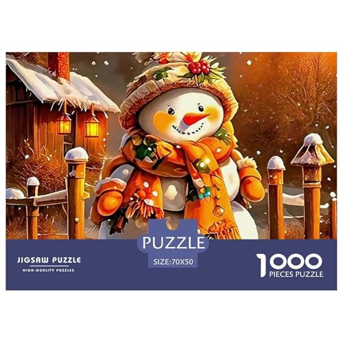 Schneemann Puzzle 1000 Teile Farbenfrohes Puzzle Für Erwachsene Und Kinder Warm Winter Days Geschicklichkeitsspiel Für Die Ganze Familie, Erwachsenenpuzzle 70x50cm/1000pcs von JCOUSDAEO