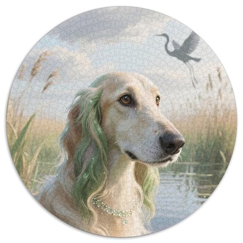 Schottischer Deerhound ​ 1000 Puzzle Presents Haustierhund Round Jigsaw Educational Stress Relieving Toy Adult Sophisticated for Adults1000pcs (67.5x67.5cm) von JCOUSDAEO