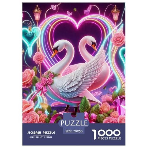 Schwan 1000-teilige Puzzles EIN Herausforderndes Rätsel, Schöne Vögel Puzzles Für Erwachsene Lernspiel Herausforderungsspielzeug Kinder70x50cm/1000pcs von JCOUSDAEO