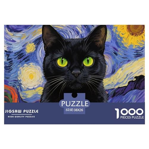 Schwarze Katze Puzzle 1000 Pieces Puzzle for Men and Women Haustier Katze Puzzle Games for The Whole for Women, Gifts for Men for Children from 14 Years38x26cm/1000pcs von JCOUSDAEO