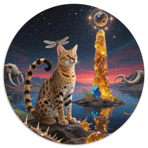 Serval 1000 Jigsaw Puzzles Creative Gifts Niedliche Katze Round Puzzle Educational Stress Relieving Toy Adult Sophisticated for Teenagers and Adults1000pcs (67.5x67.5cm) von JCOUSDAEO