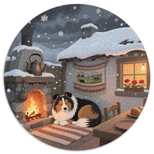 Shetlandsherhund ​ 1000 Jigsaw Puzzles Creative Gifts Haustierhund Round Puzzle Educational Stress Relieving Toy Adult Sophisticated Puzzle for Teenagers and Adults1000pcs (67.5x67.5cm) von JCOUSDAEO
