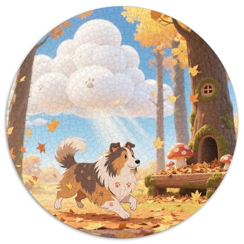 Shetlandsherhund ​ 1000 Puzzle Presents Haustierhund Round Puzzles Educational Stress Relieving Toy Adult Sophisticated Puzzle for Adults1000pcs (67.5x67.5cm) von JCOUSDAEO