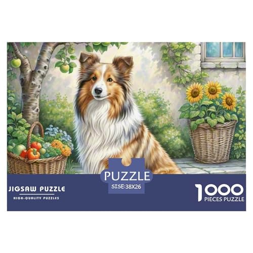 Shetlandsherhund ​ Puzzle 1000 Pieces A Challenging Puzzle Haustierhund Puzzles for Adults Educational Game Challenge Toy Colourful Toy for Children from 8-12 Years for Older Children38x26cm/1000pcs von JCOUSDAEO