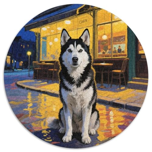 Sibirischer Husky ​ 1000Jigsaws Creative Gifts Haustier Hund Round Jigsaw Educational Stress Relieving Toy Adult Sophisticated for Teenagers and Adults1000pcs (67.5x67.5cm) von JCOUSDAEO