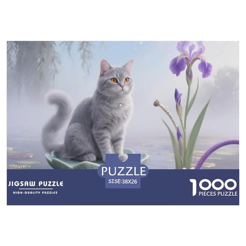 Silber Katze 1000 Piece Puzzle Puzzle for Men and Women Niedliche Katze Puzzles for Adults Educational Game Challenge Toy Gifts for Women, Gifts for Men for Children from 14 Years38x26cm/1000pcs von JCOUSDAEO