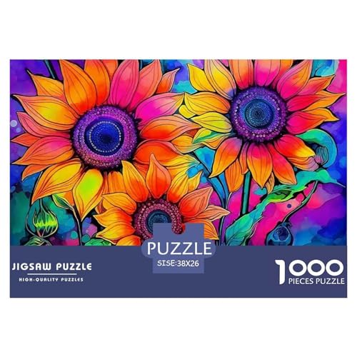 Sonnenblumen 1000 Teile Puzzle EIN Herausforderndes Rätsel, Beautiful Flower Geschenke Für Frauen,Geschenke Für Männer Erwachsenenpuzzle 38x26cm/1000pcs von JCOUSDAEO