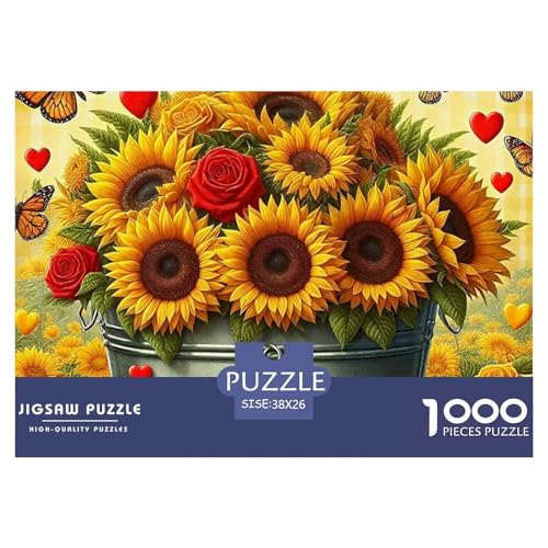 Sonnenblumen 1000 Teile Puzzle Farbenfrohes Puzzle Für Erwachsene Und Kinder Beautiful Flower Geschicklichkeitsspiel Für Die Ganze Familie, Erwachsenenpuzzle 38x26cm/1000pcs von JCOUSDAEO