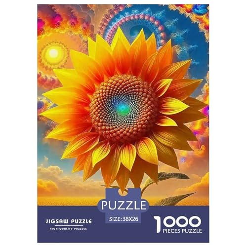 Sonnenblumen 1000-teilige Puzzles Farbenfrohes Puzzle Für Erwachsene Und Kinder Beautiful Flower Geschicklichkeitsspiel Für Die Ganze Familie, 38x26cm/1000pcs von JCOUSDAEO