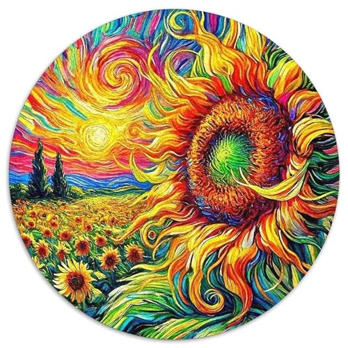 Sonnenblumen 1000Jigsaws Creative Gifts schöne Blume Round Puzzles Educational Stress Relieving Toy Adult Sophisticated for Teenagers and Adults1000pcs (67.5x67.5cm) von JCOUSDAEO