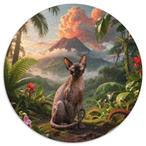 Sphynx 1000 Puzzle Creative Gifts Haustier Katze Round Puzzle Educational Stress Relieving Toy Adult Sophisticated for Adults1000pcs (67.5x67.5cm) von JCOUSDAEO