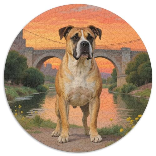 Staffordshire Bull Terrier 1000 Puzzle Presents niedlich Hund Round Jigsaw Educational Stress Relieving Toy Adult Sophisticated for Adults & Children1000pcs (67.5x67.5cm) von JCOUSDAEO
