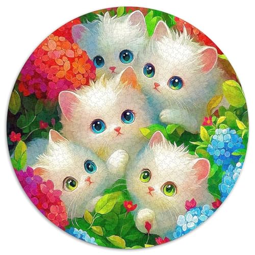 Süße weiße Katze 1000Jigsaws Creative Gifts Haustier Katze Round Puzzles Educational Stress Relieving Toy Adult Sophisticated for Adults1000pcs (67.5x67.5cm) von JCOUSDAEO