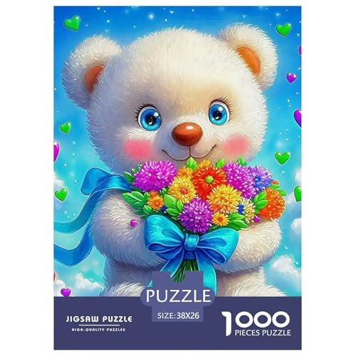 Süsser Kleiner Bär Puzzle 1000 Pieces A Challenging Puzzle Süße Tiere Puzzles for Adults and Children Gifts for Women, Gifts for Men for Older Children38x26cm/1000pcs von JCOUSDAEO