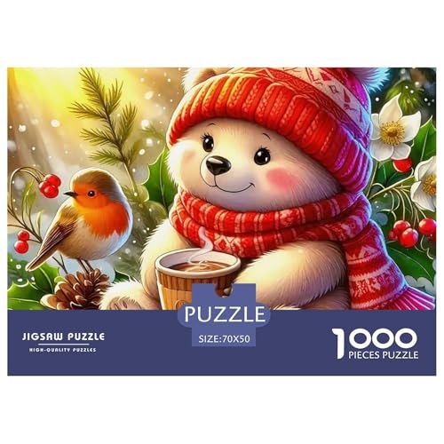 Süsser Kleiner Bär Puzzle 1000 Pieces A Challenging Puzzle Süße Tiere Puzzles for Adults and Children Gifts for Women, Gifts for Men for Older Children70x50cm/1000pcs von JCOUSDAEO