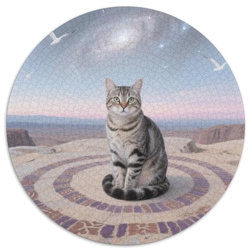Tabby Katze 1000Jigsaws Presents Niedliche Katze Round Puzzles Educational Stress Relieving Toy Adult Sophisticated for Teenagers and Adults1000pcs (67.5x67.5cm) von JCOUSDAEO