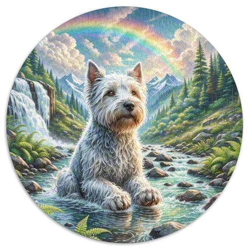 Tibetischer Terrier ​ 1000 Jigsaw Puzzles Presents Süße Haustiere Round Puzzle Educational Stress Relieving Toy Adult Sophisticated Puzzle for Adults1000pcs (67.5x67.5cm) von JCOUSDAEO