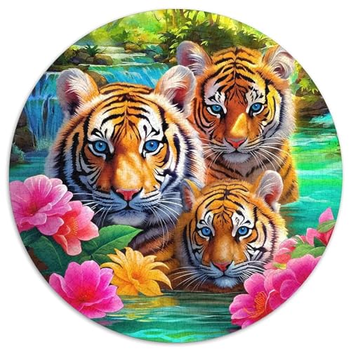 Tiger 1000Jigsaws Presents Tier Round Puzzle Educational Stress Relieving Toy Adult Sophisticated for Teenagers and Adults1000pcs (67.5x67.5cm) von JCOUSDAEO