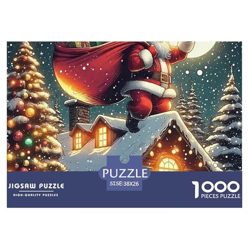 Weihnachtsmann 1000-teilige Puzzles Farbenfrohes Puzzle Für Erwachsene Und Kinder Weihnachten Puzzles Für Erwachsene Lernspiel Herausforderungsspielzeug38x26cm/1000pcs von JCOUSDAEO