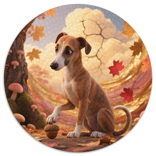 Whippet ​ 1000 Jigsaw Puzzles Creative Gifts Haustierhund Round Puzzle Educational Stress Relieving Toy Adult Sophisticated for Adults1000pcs (67.5x67.5cm) von JCOUSDAEO