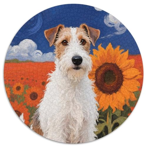 Wire Fox Terrier 1000 Jigsaw Puzzles Presents niedlich Hund Round Puzzles Educational Stress Relieving Toy Adult Sophisticated for Adults & Children1000pcs (67.5x67.5cm) von JCOUSDAEO