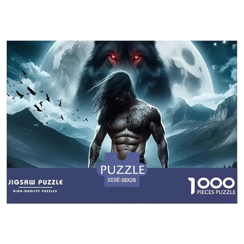 Wolf 1000 Teile Puzzle Farbenfrohes Puzzle Für Erwachsene Und Kinder Mächtige Tiere Geschicklichkeitsspiel Für Die Ganze Familie,1000-teilige Puzzles38x26cm/1000pcs von JCOUSDAEO