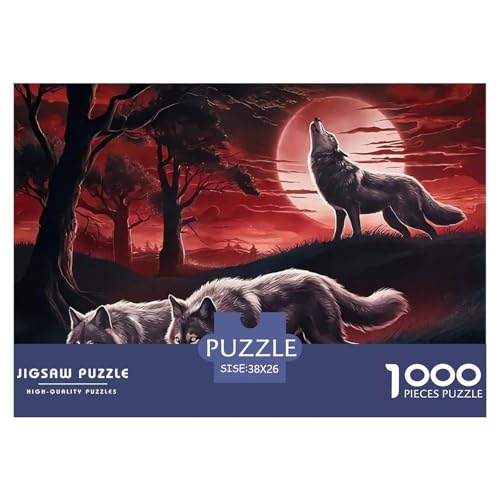 Wolf 1000-teilige Puzzles Farbenfrohes Puzzle Für Erwachsene Und Kinder Mächtige Tiere Puzzles Für Erwachsene Lernspiel Herausforderungsspielzeug38x26cm/1000pcs von JCOUSDAEO