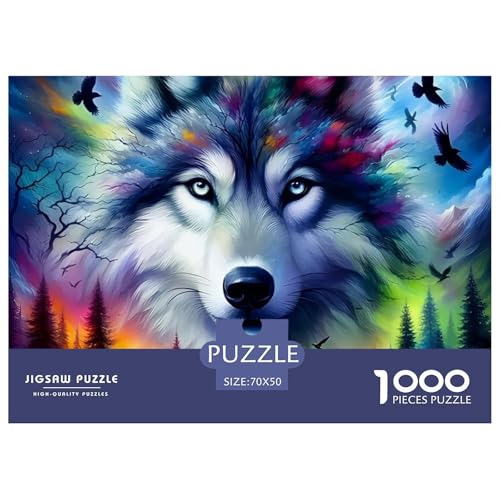 Wolf 1000-teilige Puzzles Klassische Puzzles Schwer Für Erwachsene Und Kinder Mächtige Tiere Puzzles Für Erwachsene Lernspiel Herausforderungsspielzeug70x50cm/1000pcs von JCOUSDAEO