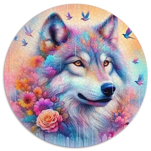 Wolf 1000Jigsaws Creative Gifts Mächtige Tiere Round Jigsaw Educational Stress Relieving Toy Adult Sophisticated for Teenagers and Adults1000pcs (67.5x67.5cm) von JCOUSDAEO