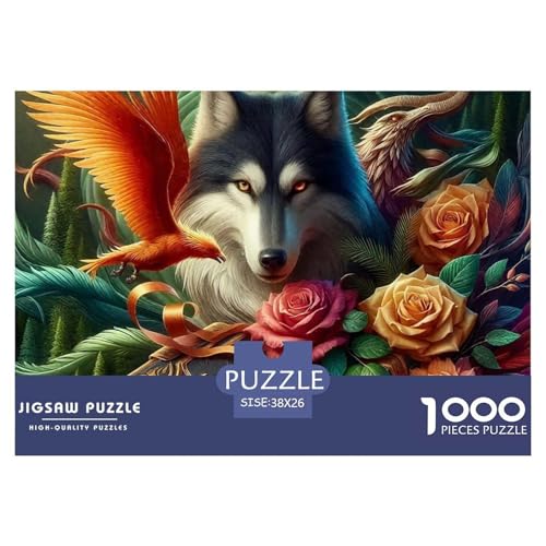 Wolf Puzzle 1000 Teile Farbenfrohes Puzzle Für Erwachsene Und Kinder Mächtige Tiere Geschicklichkeitsspiel Für Die Ganze Familie,buntes Legespiel Erwachsenenpuzzle38x26cm/1000pcs von JCOUSDAEO