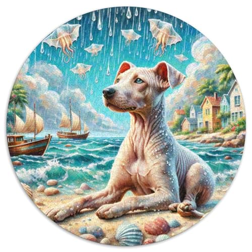Xoloitzcuintli ​ 1000 Jigsaw Puzzles Presents Süße Haustiere Round Puzzle Educational Stress Relieving Toy Adult Sophisticated Puzzle for Adults1000pcs (67.5x67.5cm) von JCOUSDAEO