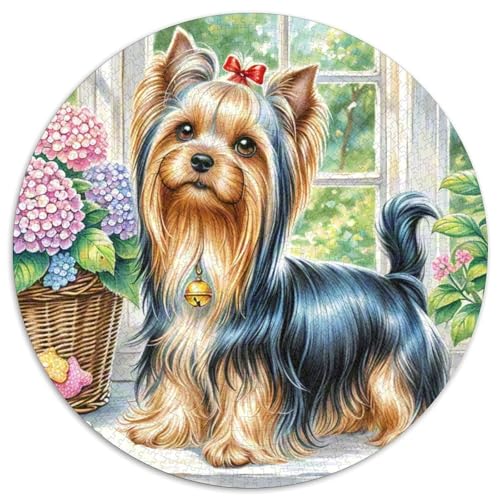 Yorkshire Terrier ​ 1000 Puzzle Presents Süße Haustiere Round Puzzles Educational Stress Relieving Toy Adult Sophisticated Puzzle for Adults1000pcs (67.5x67.5cm) von JCOUSDAEO