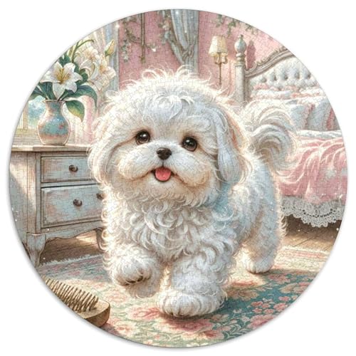 maltesisch ​ 1000 Jigsaw Puzzles Presents Haustierhund Round Puzzles Educational Stress Relieving Toy Adult Sophisticated Puzzle for Adults & Children1000pcs (67.5x67.5cm) von JCOUSDAEO