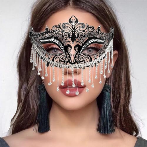 JCSTEU Karneval Masken, Schwarze Quaste Personalisierte Masken Prinzessin Venedig Masken Party Halloween Masken von JCSTEU