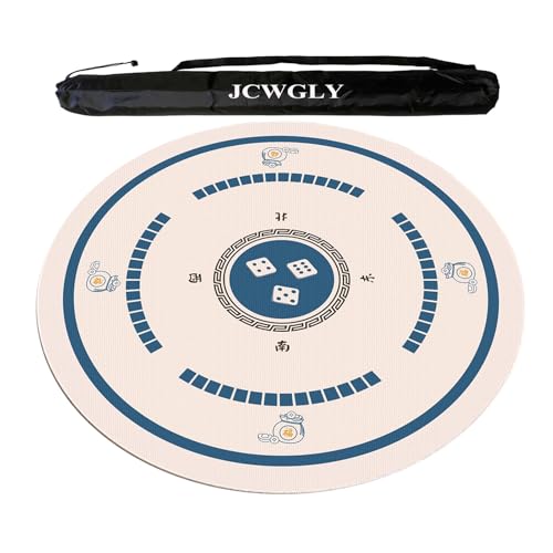 JCWGLY 60–140 cm Rundes Mahjong-Tischset Für Das Schach- Und Kartenzimmer Zu Hause, rutschfeste Und Geräuschreduzierende Tischdecke Für Poker-, Karten- Und Brettspiele(Blue,90cm/35.44in) von JCWGLY