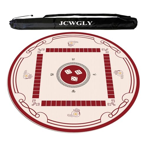 JCWGLY 60–140 cm Rundes Mahjong-Tischset Für Das Schach- Und Kartenzimmer Zu Hause, rutschfeste Und Geräuschreduzierende Tischdecke Für Poker-, Karten- Und Brettspiele(Red,70cm/27.56in) von JCWGLY