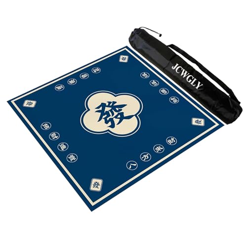 JCWGLY Blaue Quadratische Mahjong-Matte Für Tisch, rutschfeste Und Geräuschreduzierende Tischdecke Für Poker, Kartenbrett Und Fliesenspiel, Mit Tragetasche(Blue 1,120x120 cm/47.24x47.24 in) von JCWGLY